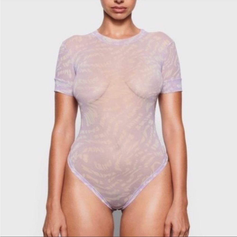 SKIMS NWT Summer Mesh Swirl Lavender Bodysuit